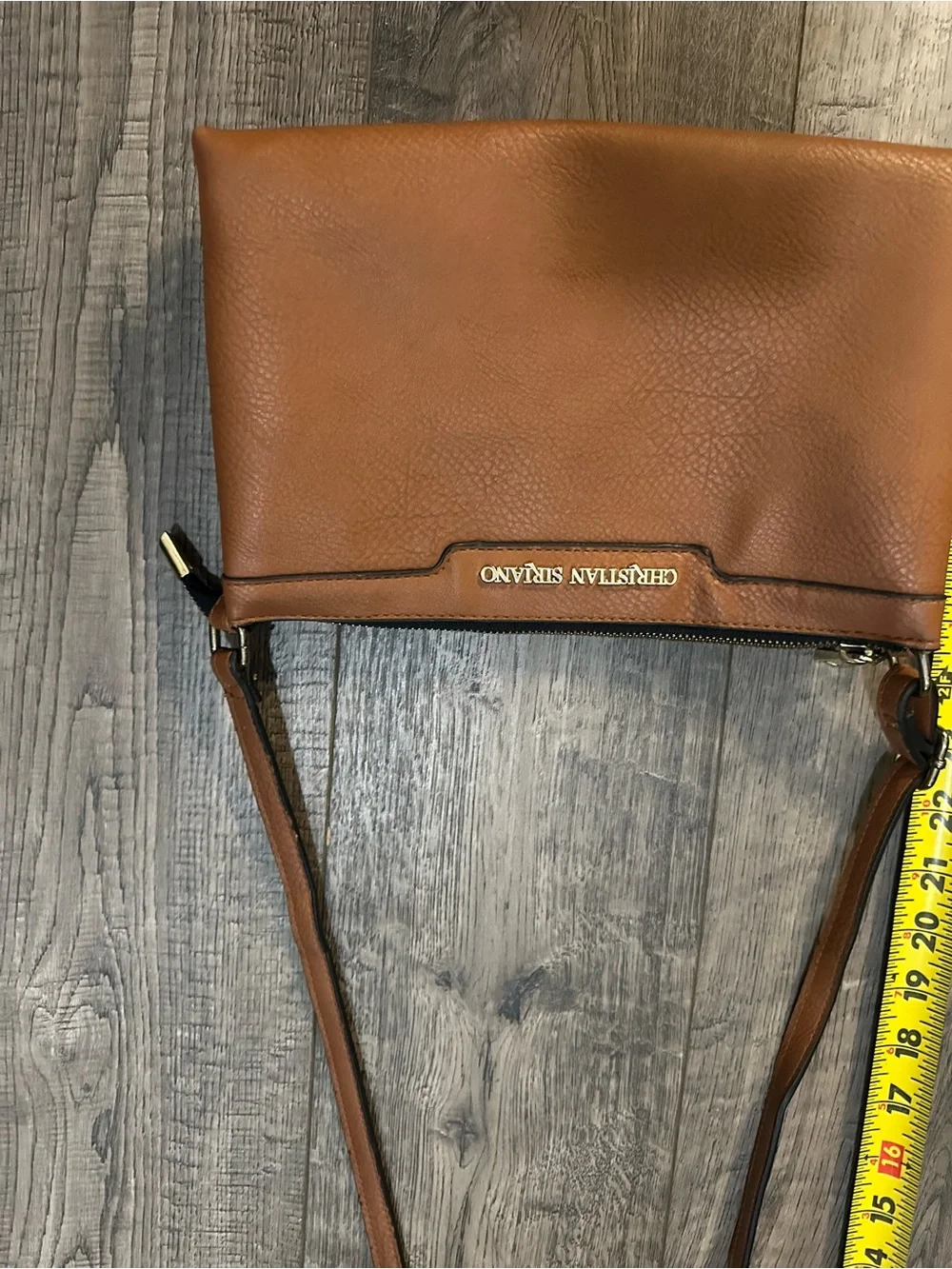 Chaps Brown Pebbled Leather Crossbody Bag
